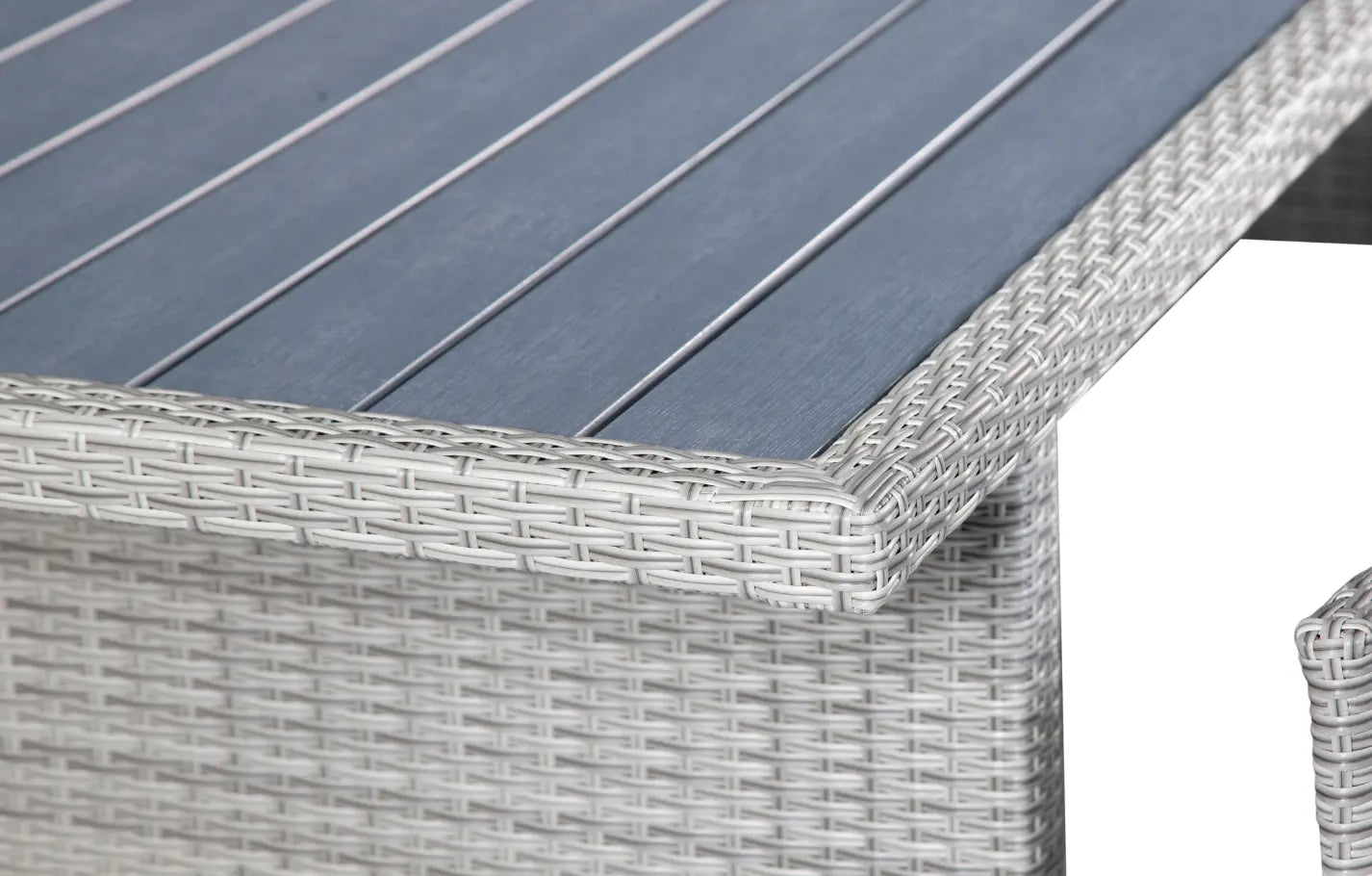 Bridgetown 6 Seater Rectangular Rattan and Polywood Grey Garden Dining Set 200cm