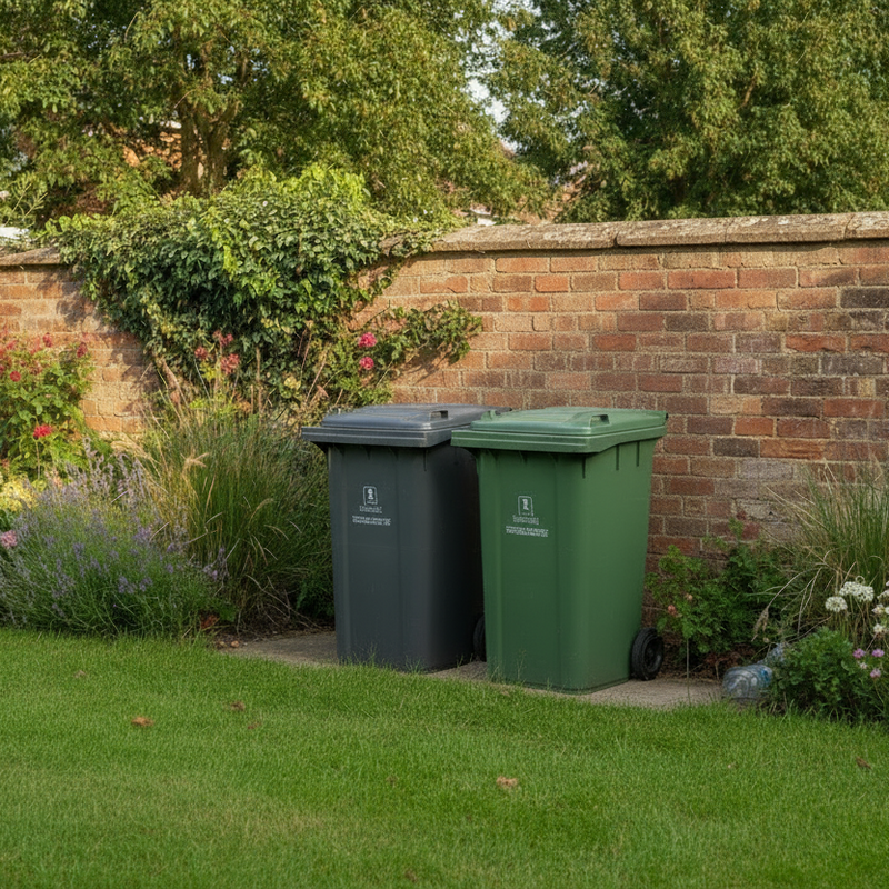 Before - Garden with wheelie bins