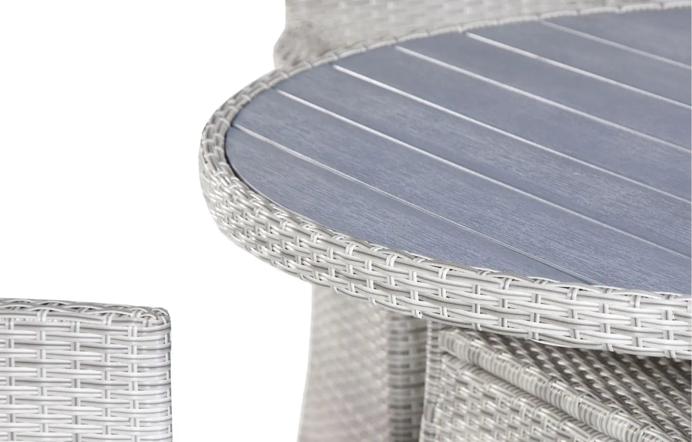 Bridgetown 4 Seater Round Rattan and Polywood Grey Garden Dining Set 120cm