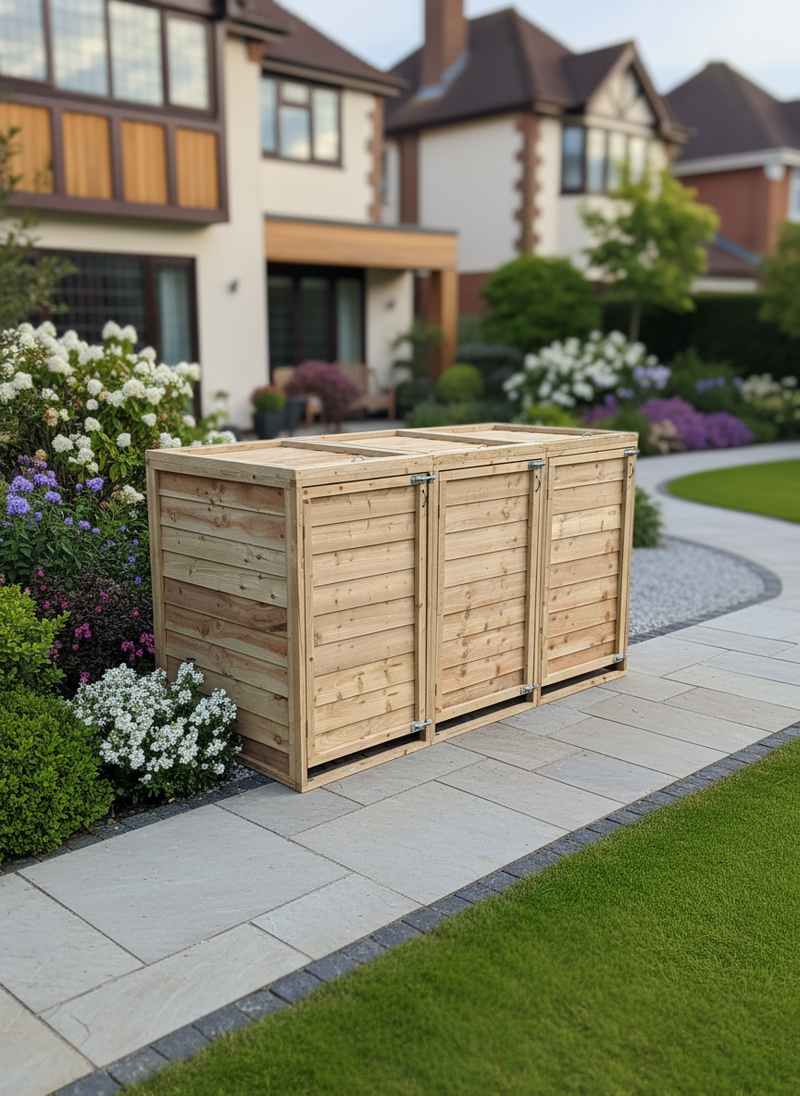 Heavy duty bin storage in luxury garden