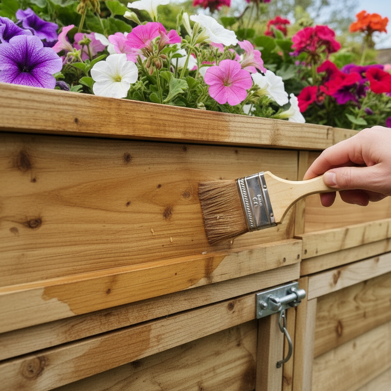 Applying Wood Preservative to Wheelie Bin Storage